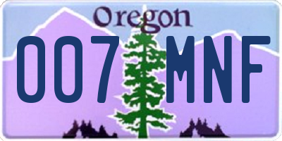 OR license plate 007MNF