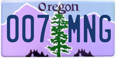 OR license plate 007MNG