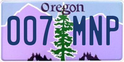 OR license plate 007MNP