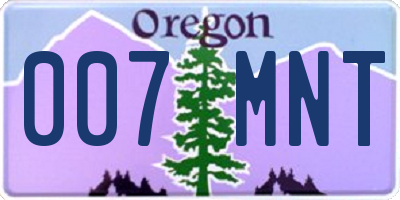 OR license plate 007MNT