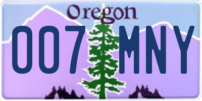 OR license plate 007MNY