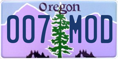 OR license plate 007MOD