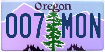 OR license plate 007MON