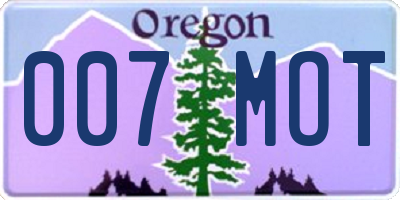 OR license plate 007MOT