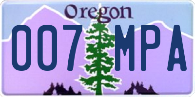 OR license plate 007MPA