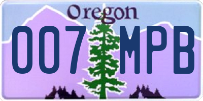OR license plate 007MPB