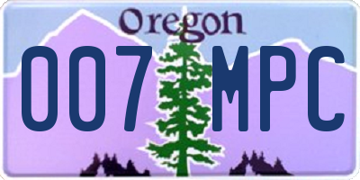 OR license plate 007MPC