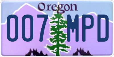 OR license plate 007MPD