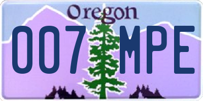 OR license plate 007MPE