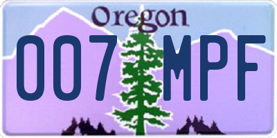 OR license plate 007MPF