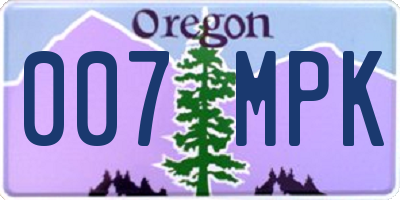 OR license plate 007MPK