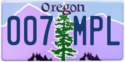 OR license plate 007MPL