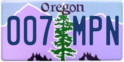 OR license plate 007MPN