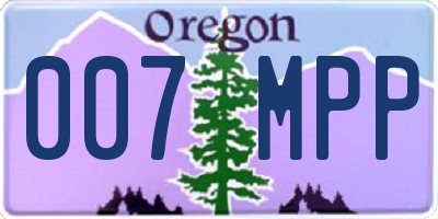 OR license plate 007MPP