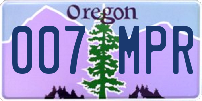 OR license plate 007MPR