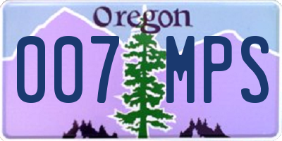 OR license plate 007MPS