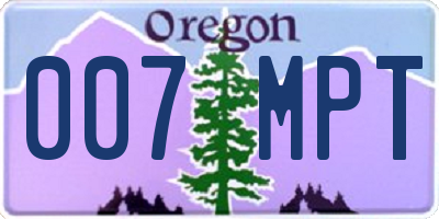 OR license plate 007MPT