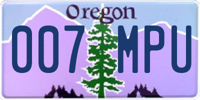 OR license plate 007MPU