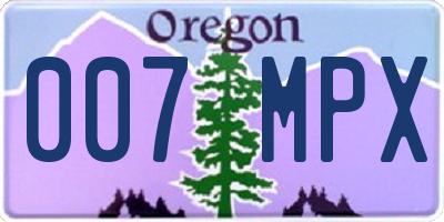 OR license plate 007MPX