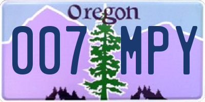 OR license plate 007MPY