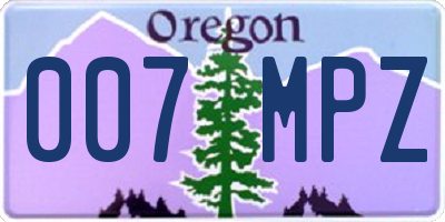 OR license plate 007MPZ