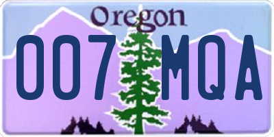 OR license plate 007MQA