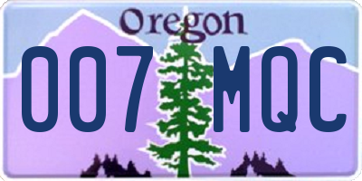 OR license plate 007MQC