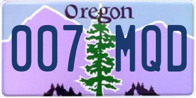 OR license plate 007MQD