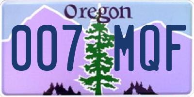 OR license plate 007MQF