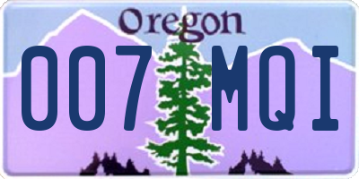 OR license plate 007MQI
