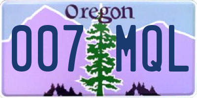 OR license plate 007MQL