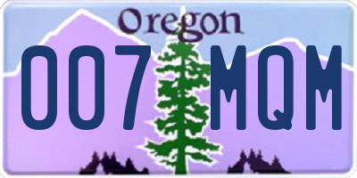 OR license plate 007MQM