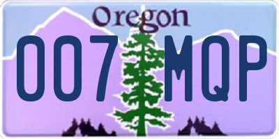 OR license plate 007MQP