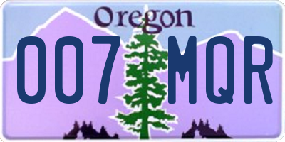 OR license plate 007MQR