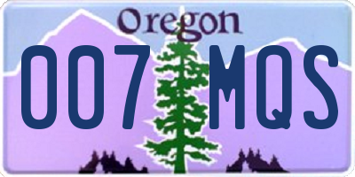 OR license plate 007MQS