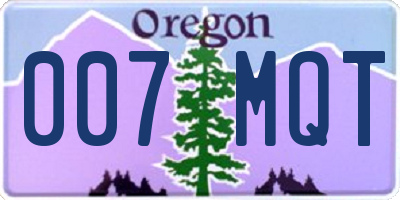 OR license plate 007MQT