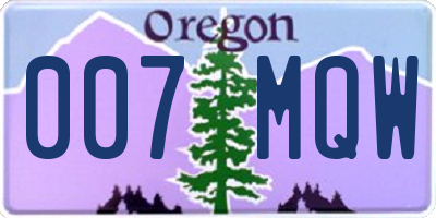 OR license plate 007MQW
