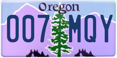 OR license plate 007MQY