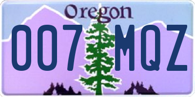 OR license plate 007MQZ
