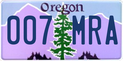 OR license plate 007MRA