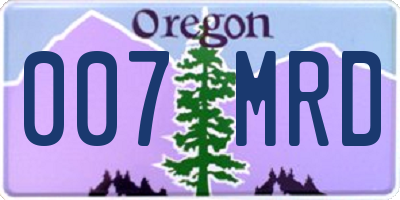 OR license plate 007MRD