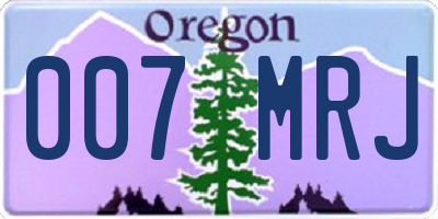 OR license plate 007MRJ