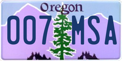 OR license plate 007MSA