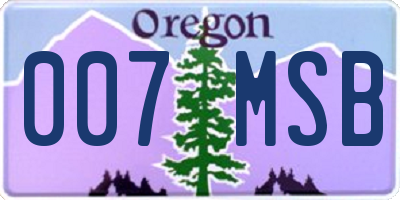 OR license plate 007MSB
