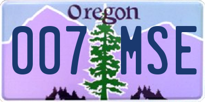 OR license plate 007MSE