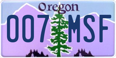 OR license plate 007MSF