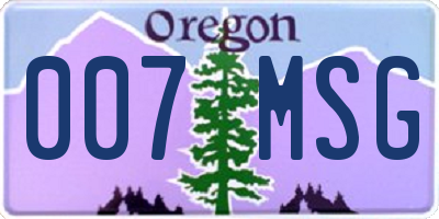 OR license plate 007MSG