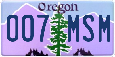 OR license plate 007MSM