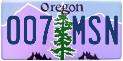 OR license plate 007MSN