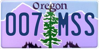 OR license plate 007MSS